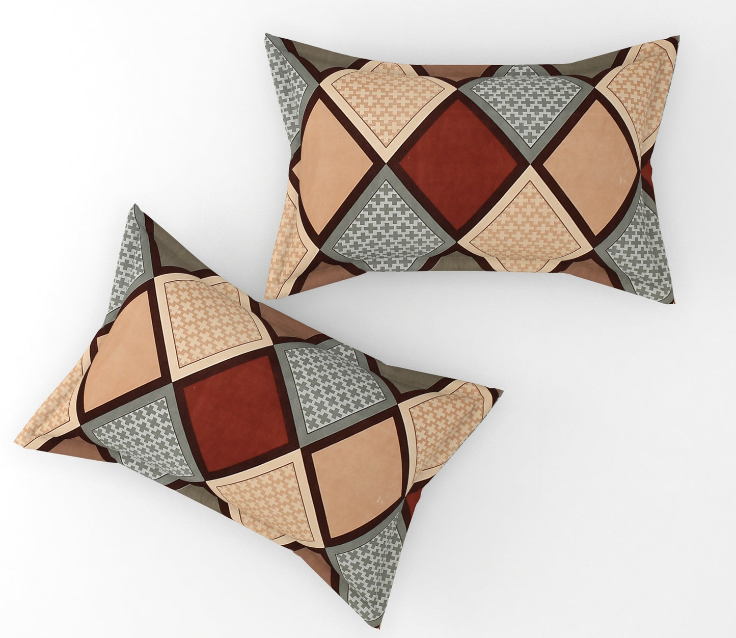 Furnofy 140 GSM Flat Double Bedsheet (90x100 inches) with 2 Pillow Covers (18x 27 inches) - Geometric Multicolors