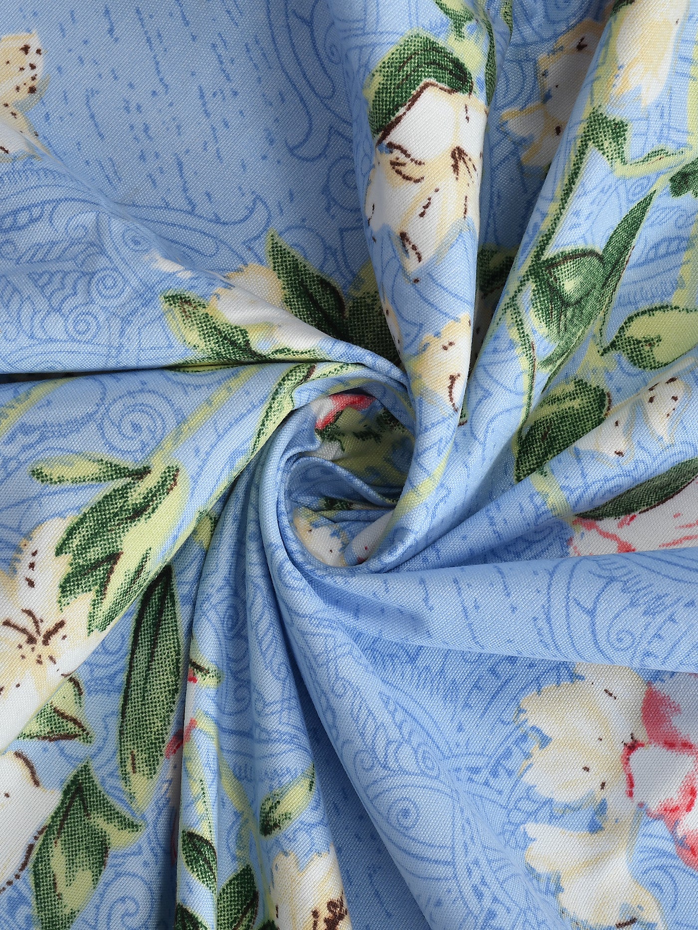 Furnofy 140 GSM Fitted King Size Bedsheet (78"x72" + 6" Pocket Size) with 2 Pillow Covers (18x27 inches) - Floral, Blue