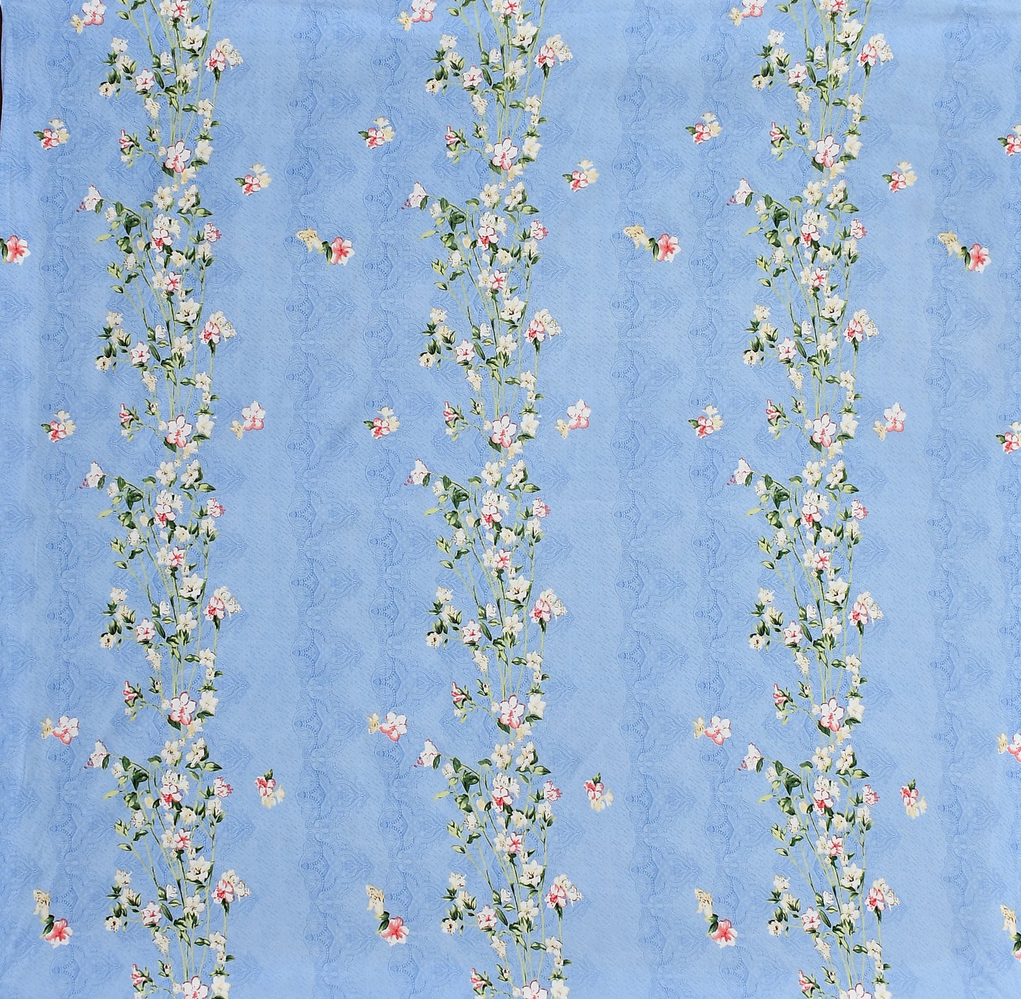 Furnofy 140 GSM Fitted King Size Bedsheet (78"x72" + 6" Pocket Size) with 2 Pillow Covers (18x27 inches) - Floral, Blue