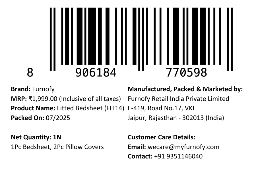 Furnofy 140 GSM Fitted Double Bedsheet (78"x72" + 6" Pocket Size) with 2 Pillow Covers (18x27 inches) - Abstract Cream