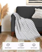 Furnofy Decorative Cotton Sofa Throws for Home Decor (127 x 152) Cms - White Checkered