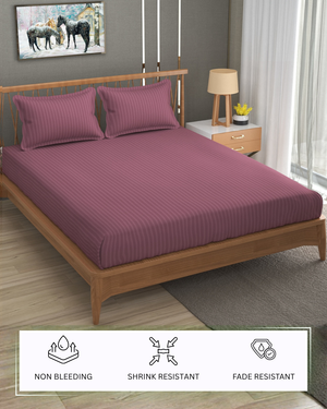 Furnofy Premium King Bedsheet with 2 Pillow Covers (108x108 Inches) - Satin Rose