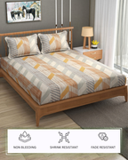 Furnofy 140 GSM Flat Double Bedsheet (90x100 inches) with 2 Pillow Covers (18x27 inches) - Abstract Multicolors