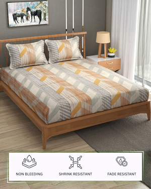 Furnofy 140 GSM Flat Double Bedsheet (90x100 inches) with 2 Pillow Covers (18x27 inches) - Abstract Multicolors