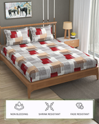 Furnofy Premium Printed Double Bedsheet (90x100 Inches) with 2 Pillow Covers (Butter Cotton Gift Set) - Flat, Multicolor