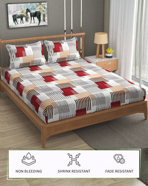 Furnofy Premium Printed Double Bedsheet (90x100 Inches) with 2 Pillow Covers (Butter Cotton Gift Set) - Flat, Multicolor