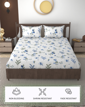 Furnofy 140 GSM Flat Double Bedsheet (90x100 inches) with 2 Pillow Covers (18x 27 inches) - Geometric Multicolors