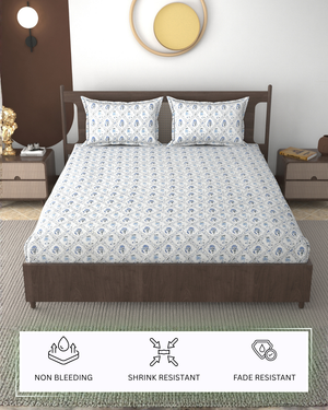 Furnofy 140 GSM Flat Double Bedsheet (90x100 inches) with 2 Pillow Covers (18x 27 inches) -  Floral Multicolors