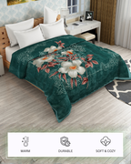 Furnofy Premium Blanket King Size Size (210x230 Cms) Light Weight - Cloudy Mink, Pack of 1, Green Floral