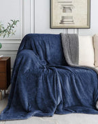 Furnofy Premium Soft Sherpa Warm Blankets (85x90 Inches) - Jade Blue