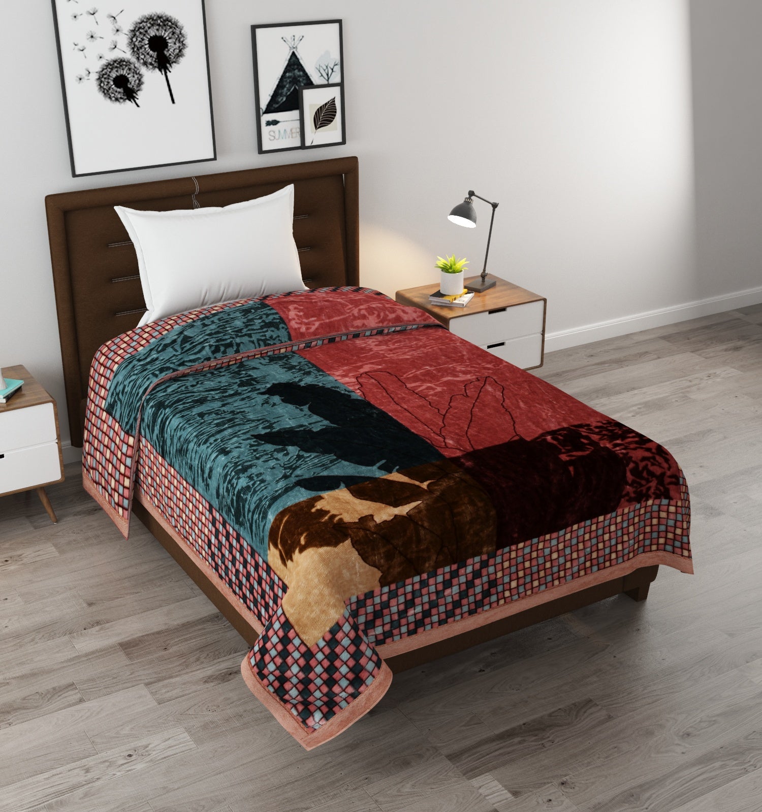 Furnofy Premium Blanket Single Size (160x215 Cms) Light Weight - Cloudy Mink, Pack of 1, Tropical Prints