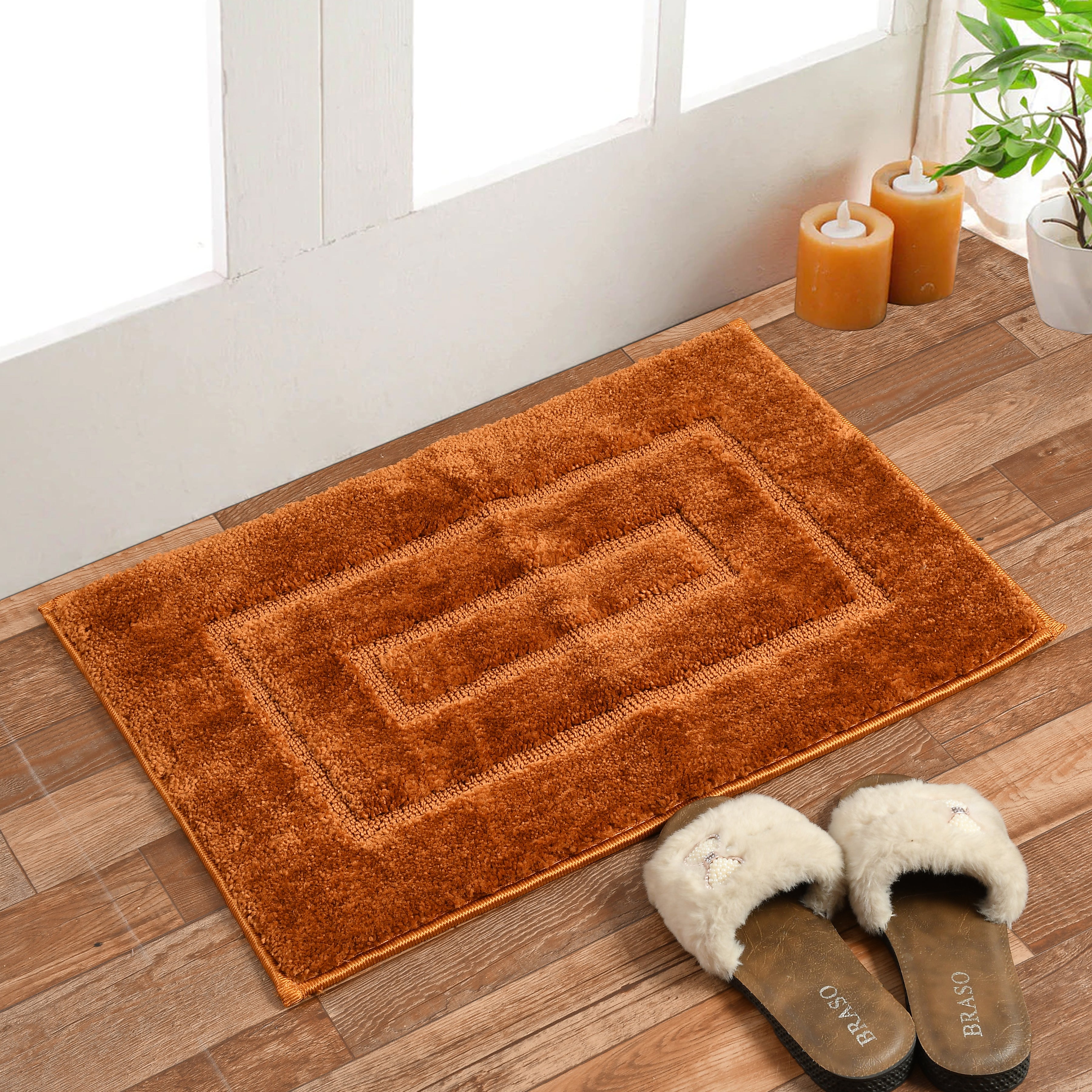 Furnofy Antiskid Lightweight Fluffy Doormats (Pack of 1, 40x60 CMs) - Beige