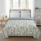 Furnofy 200 GSM Premium King Size Reversible Comforter/Quilt (220x224 cm) - Microfiber, Pack of 1, Floral White