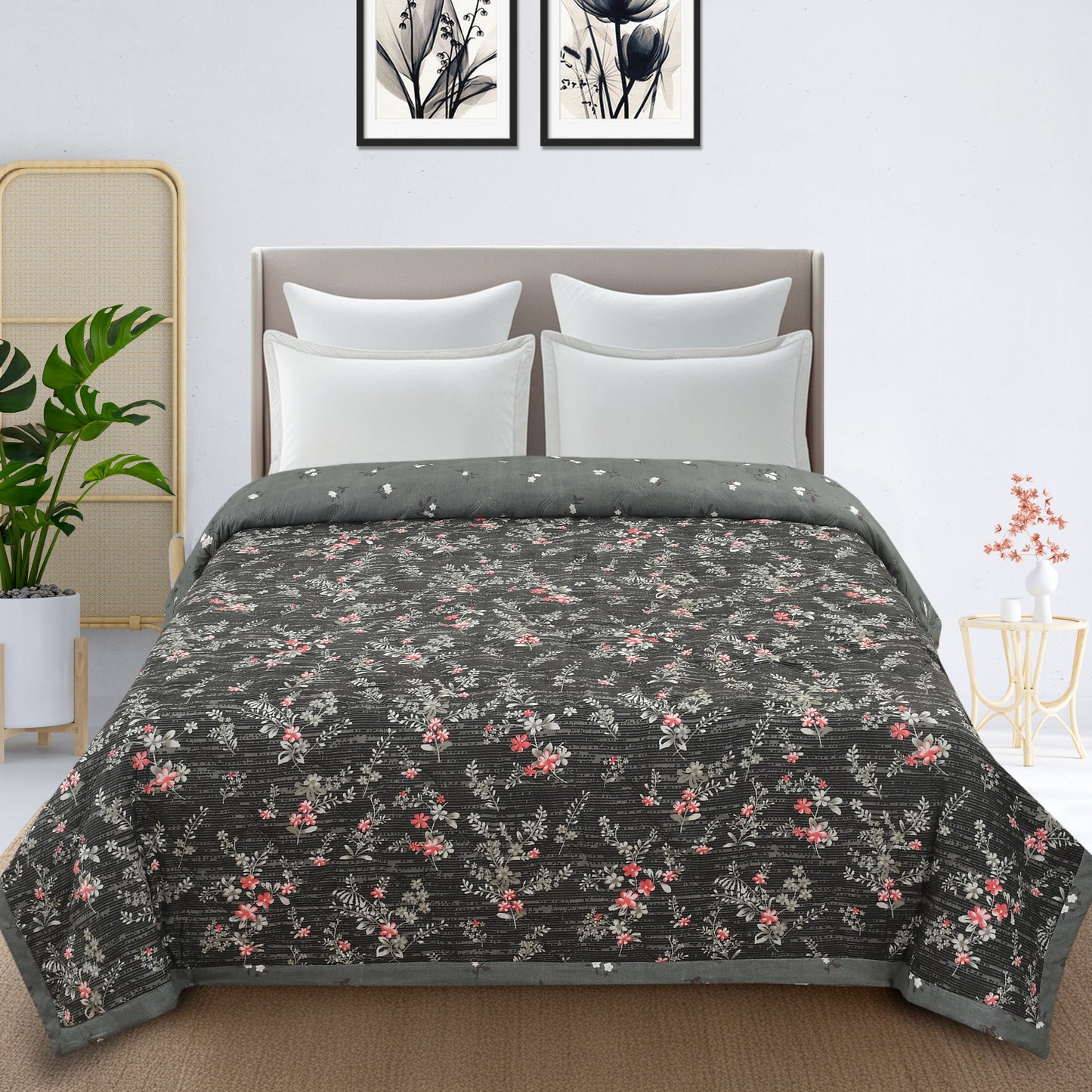 Furnofy 200 GSM Premium King Size Reversible Comforter/Quilt (220x224 cm) - Microfiber, Pack of 1