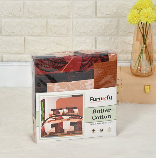 Furnofy Super Premium Printed King Bedsheet (108x108 Inches) with 2 Pillow Covers (Gift Set) - Flat, Multicolor