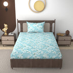 Furnofy 140 GSM Flat Single Bedsheet (60x90 inches) with 1 Pillow Cover (18x 27 inches) - Abstract Sky Blue