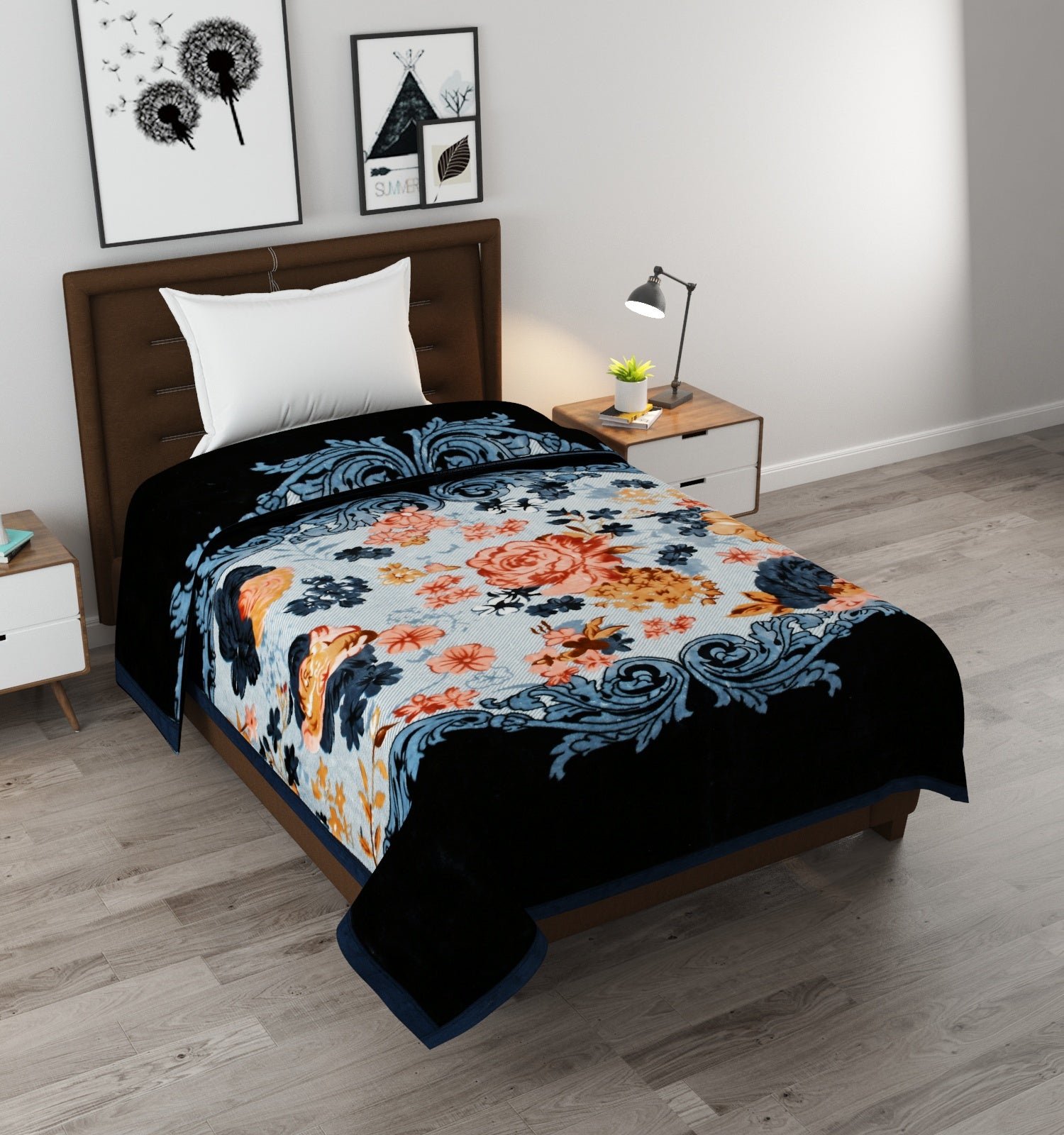 Furnofy Super Soft Blanket Single Size (165x228 Cms) Light Weight - Premium Mink, Pack of 1, Floral Multicolor