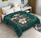 Furnofy Premium Blanket King Size Size (210x230 Cms) Light Weight - Cloudy Mink, Pack of 1, Green Floral