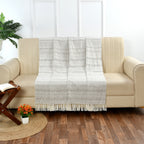 100% Cotton Sofa Throw | Handmade Throw - 50x60 Inches (Cream)