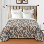 Furnofy 220 GSM Premium King Size Reversible Comforter/Quilt (220x224 cm) - Microfiber, Pack of 1, Abstract Brown