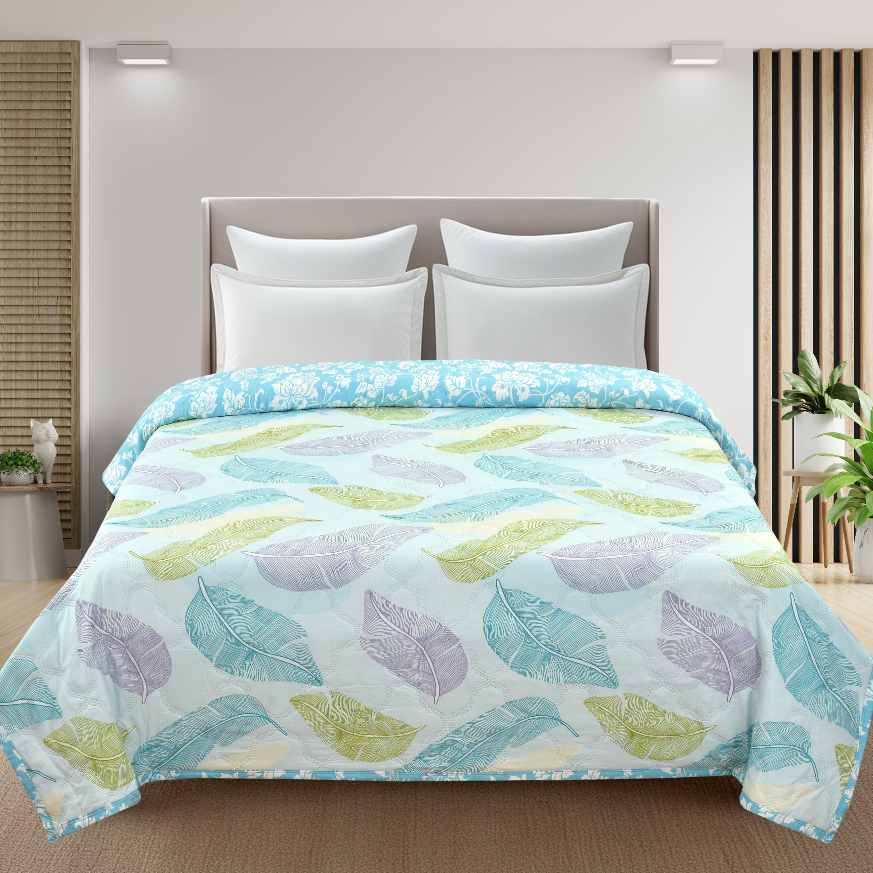 Furnofy 200 GSM Premium King Size Reversible Comforter/Quilt (220x224 cm) - Microfiber, Pack of 1
