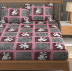 Furnofy Premium Printed Double Bedsheet (90x100 Inches) with 2 Pillow Covers (Flat, Floral) - Multicolor