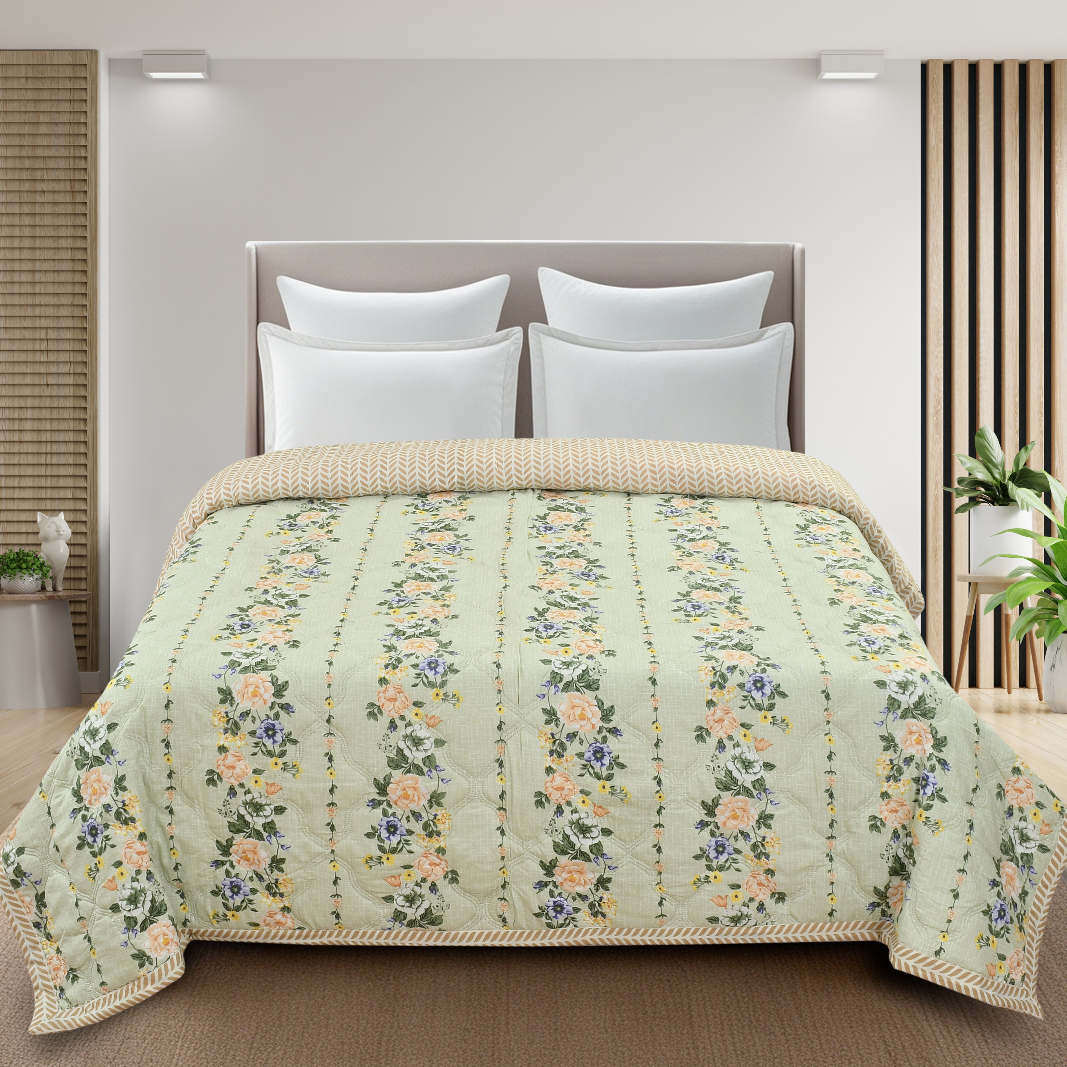 Furnofy 200 GSM Premium King Size Reversible Comforter/Quilt (220x224 cm) - Microfiber, Pack of 1