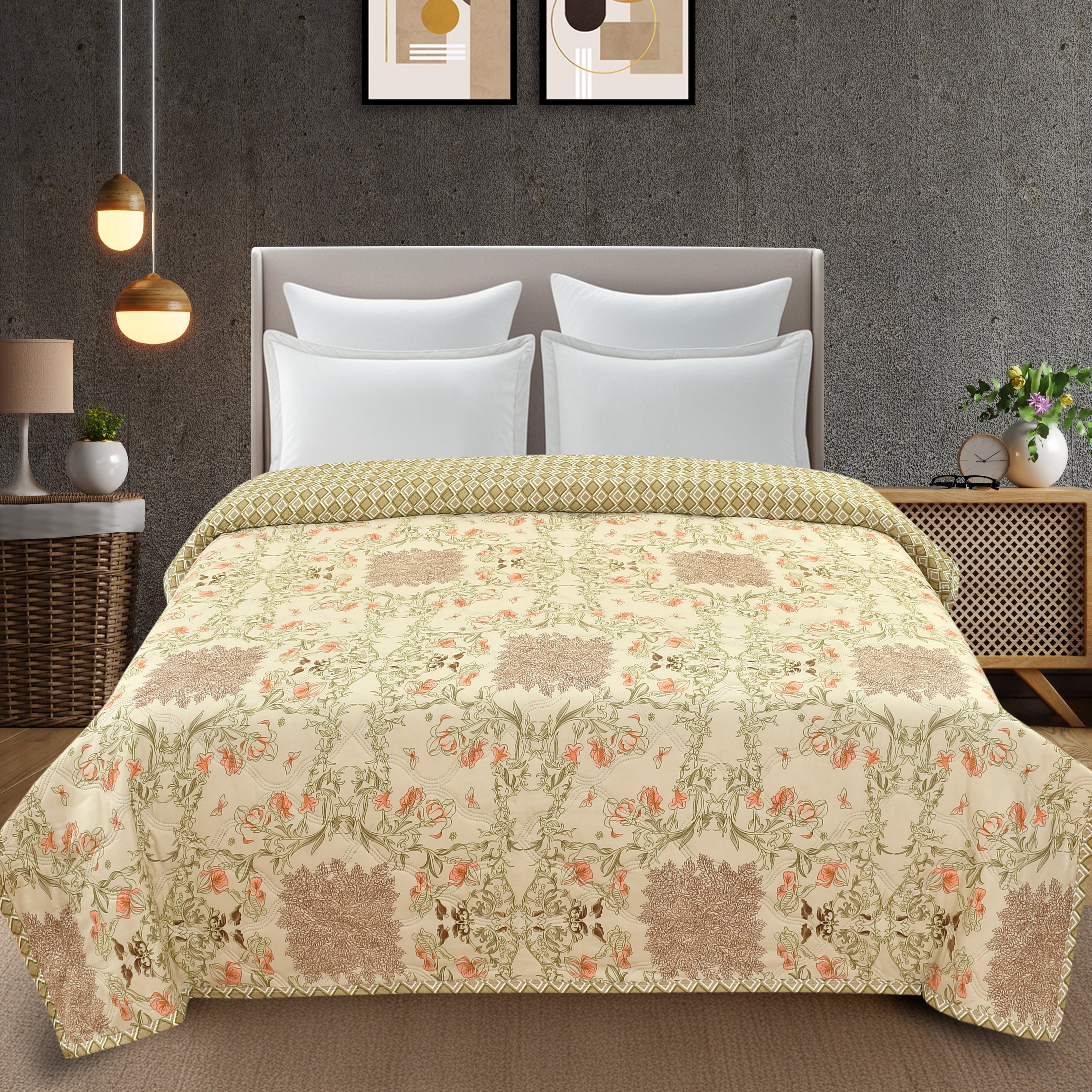 Furnofy 200 GSM Premium King Size Reversible Comforter/Quilt (220x224 cm) - Microfiber, Pack of 1