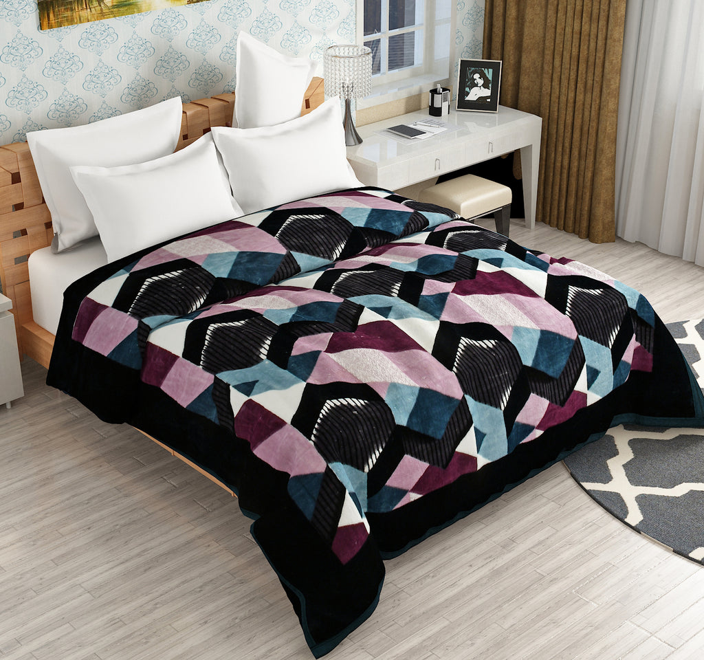 Furnofy Super Soft Blanket King Size (224x240 Cms) Light Weight - Premium Mink, Pack of 1, Multi Blocks
