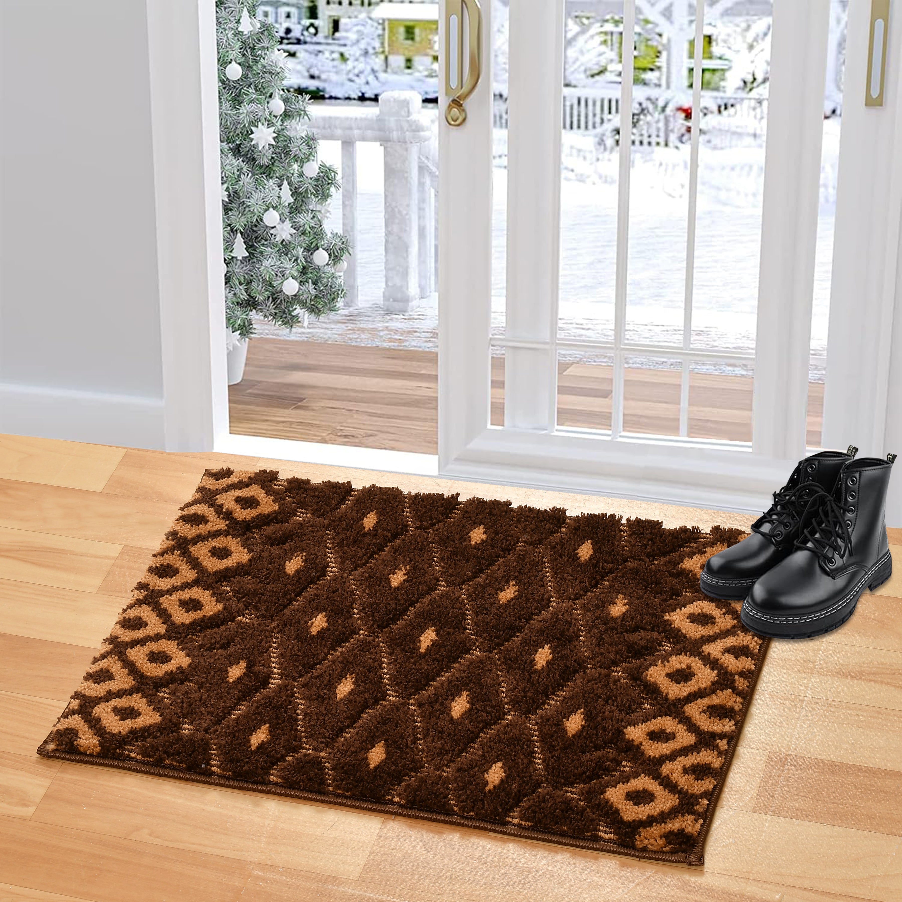 Furnofy Antiskid Lightweight Fluffy Doormats (Pack of 1, 40x60 CMs)