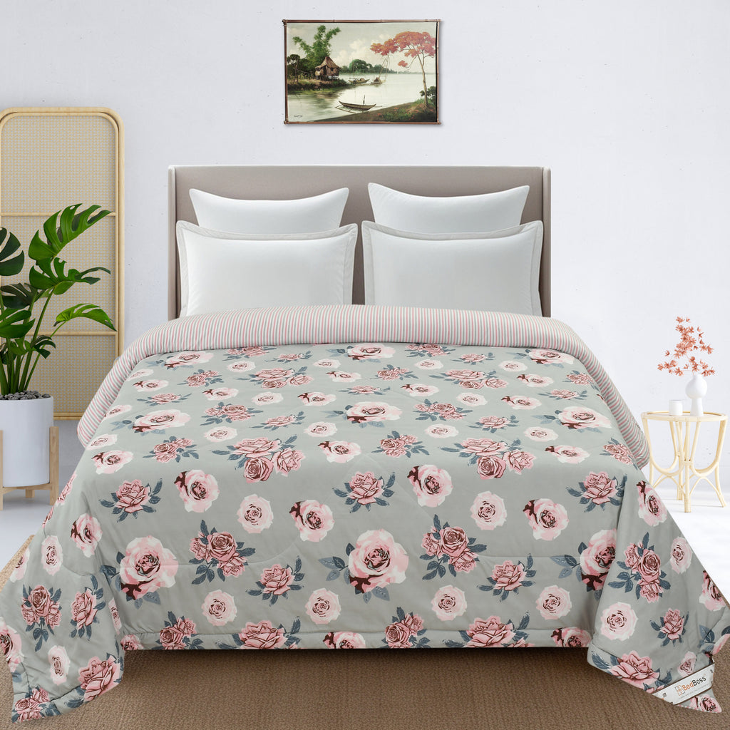 Furnofy 220 GSM Premium King Size Reversible Comforter/Quilt (220x224 cm) - Microfiber, Pack of 1