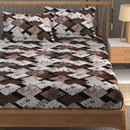 Furnofy Premium Printed Double Bedsheet (90x100 Inches) with 2 Pillow Covers (Flat, Geometric) - Multicolor