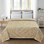Furnofy 200 GSM Premium King Size Reversible Comforter/Quilt (220x224 cm) - Microfiber, Pack of 1, Floral Brown