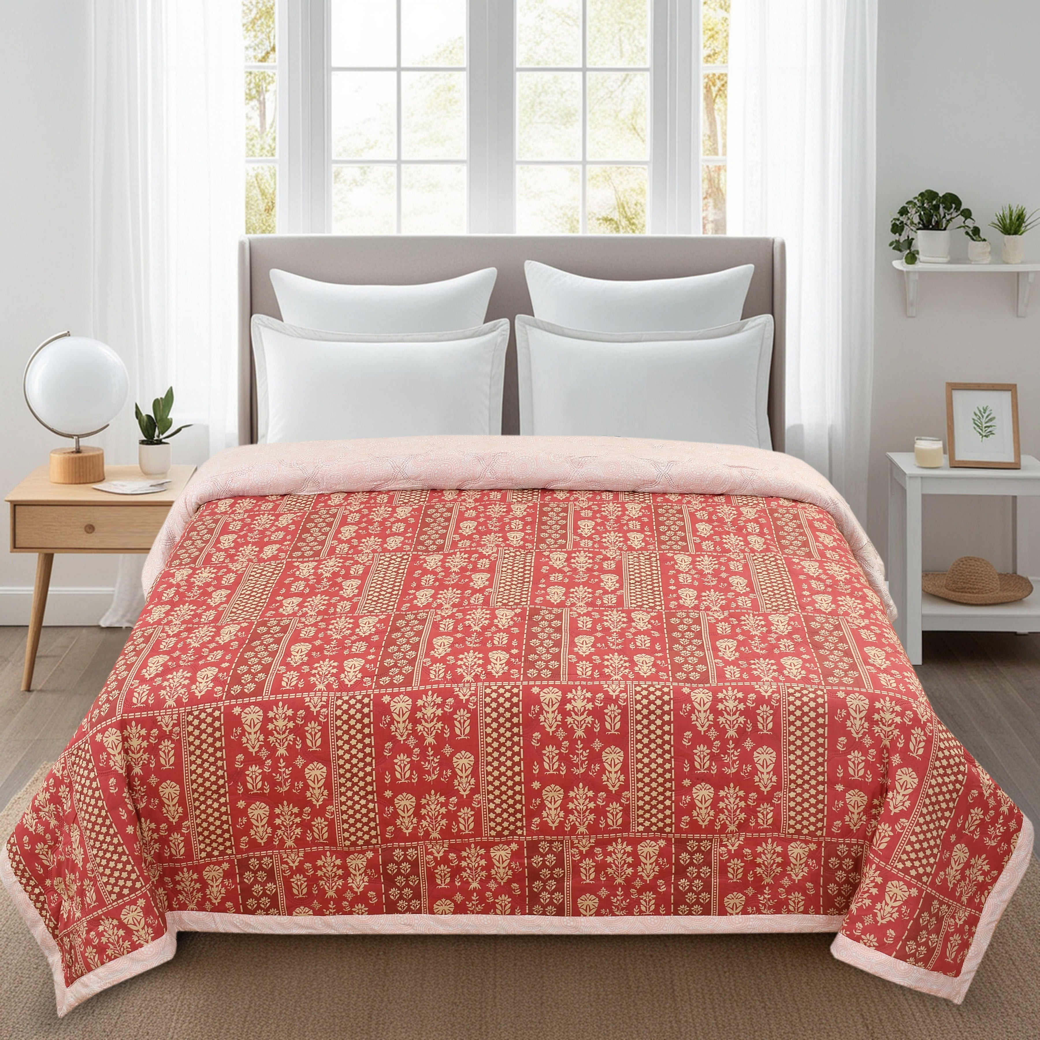Furnofy 200 GSM Premium King Size Reversible Comforter/Quilt (220x224 cm) - Microfiber, Pack of 1