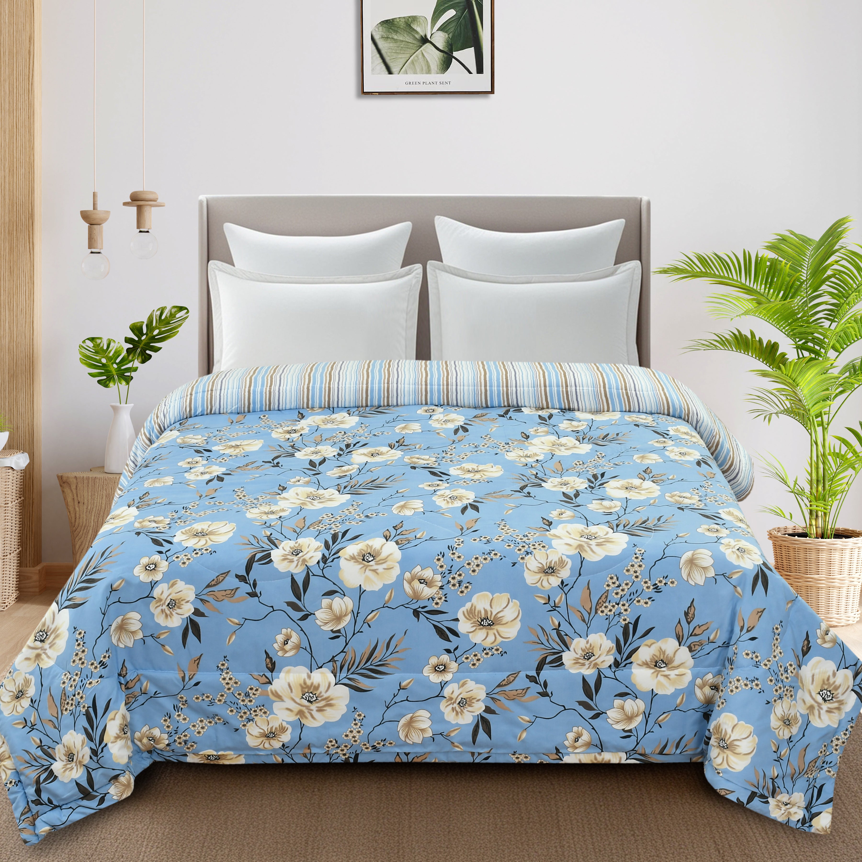 Furnofy 220 GSM Premium King Size Reversible Comforter/Quilt (220x224 cm) - Microfiber, Pack of 1