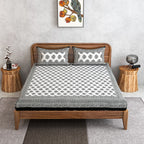 Furnofy 100% Cotton Traditional Jaipuri Print King Size Bedsheet (90x108 Inches) with 2 Matching Pillow Covers – Flat, Black Keri