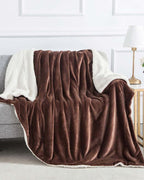 Furnofy Premium Soft Sherpa Warm Blankets (85x90 Inches) - Dark Coffee