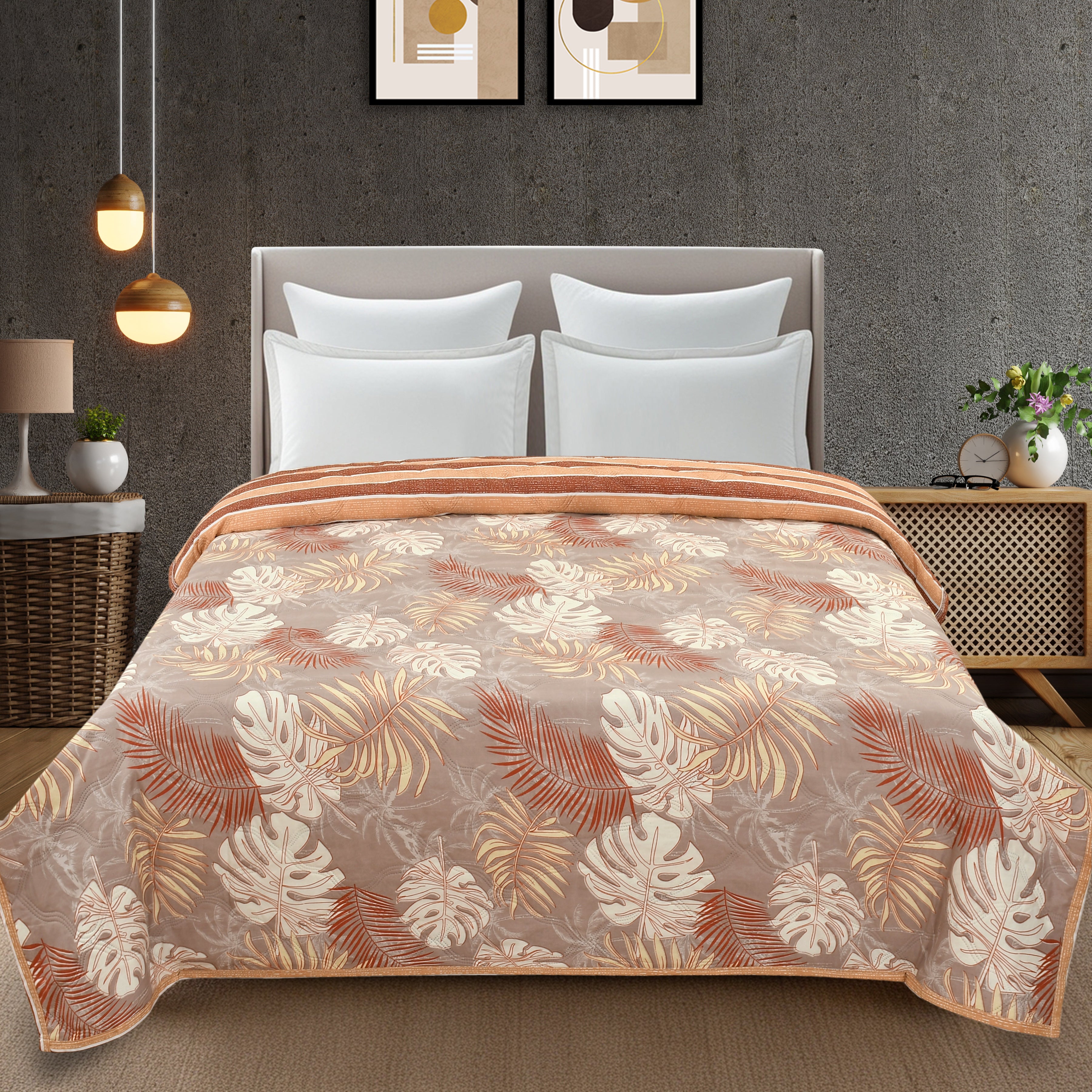 Furnofy 200 GSM Premium King Size Reversible Comforter/Quilt (220x224 cm) - Microfiber, Pack of 1