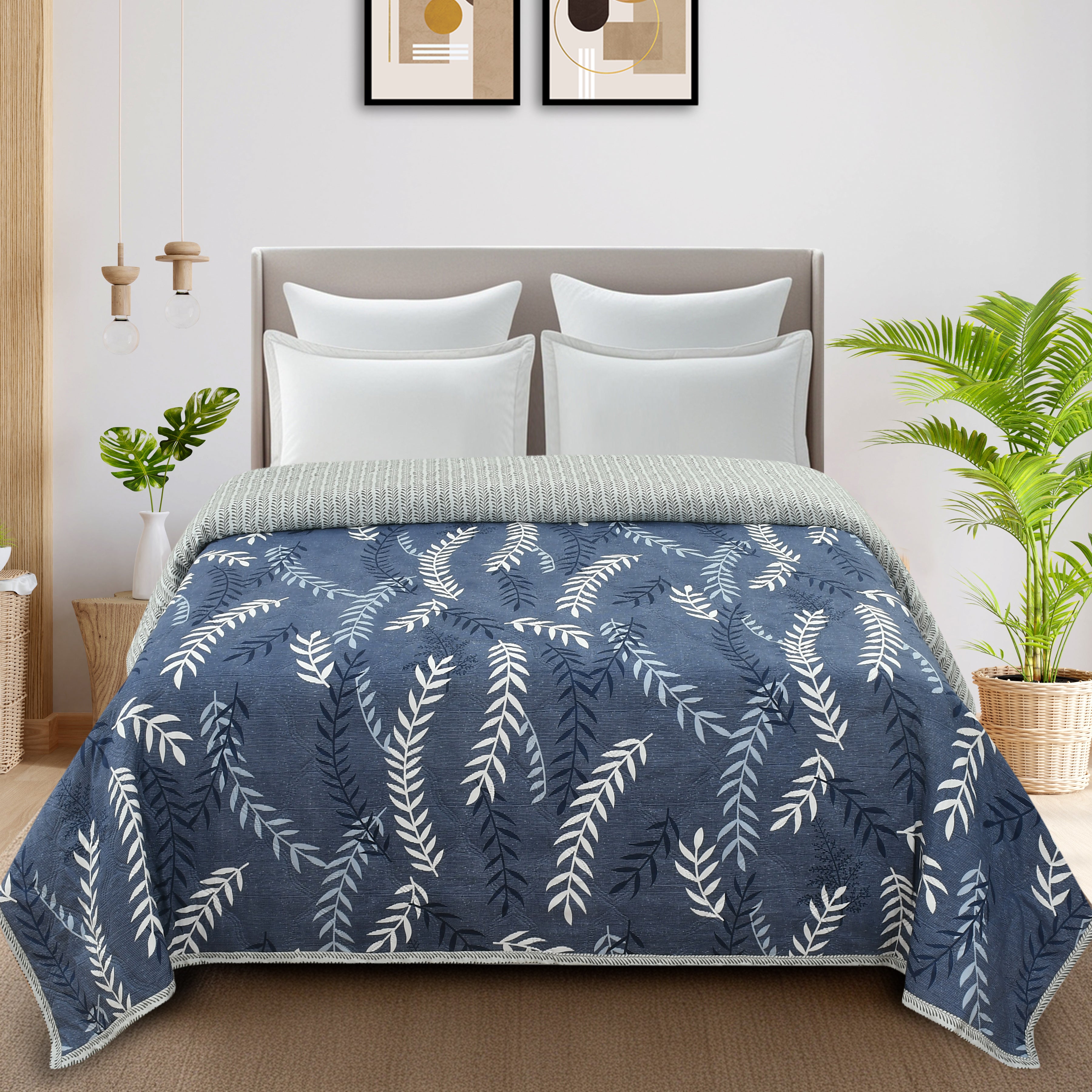 Furnofy 200 GSM Premium King Size Reversible Comforter/Quilt (220x224 cm) - Microfiber, Pack of 1