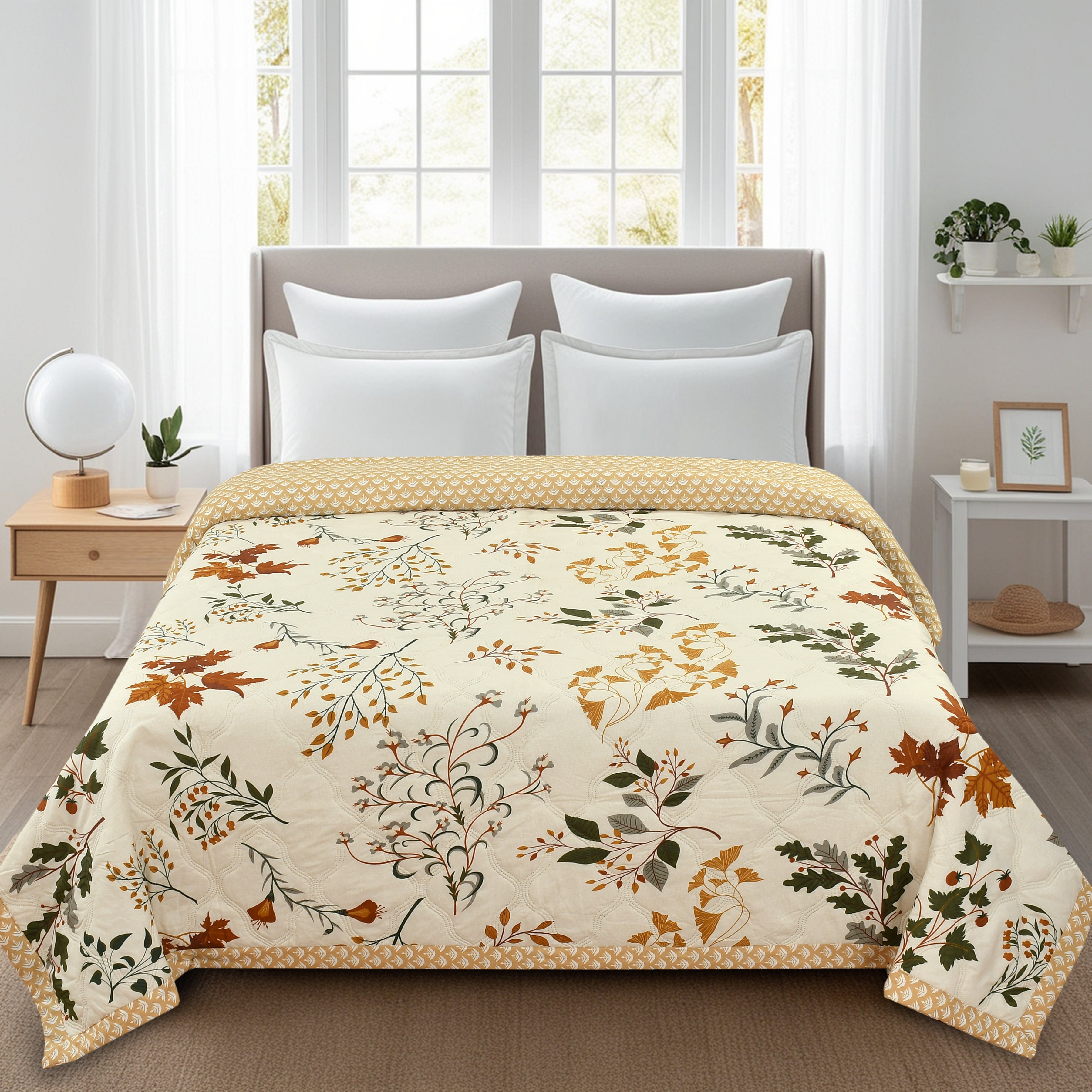 Furnofy 200 GSM Premium King Size Reversible Comforter/Quilt (220x224 cm) - Microfiber, Pack of 1
