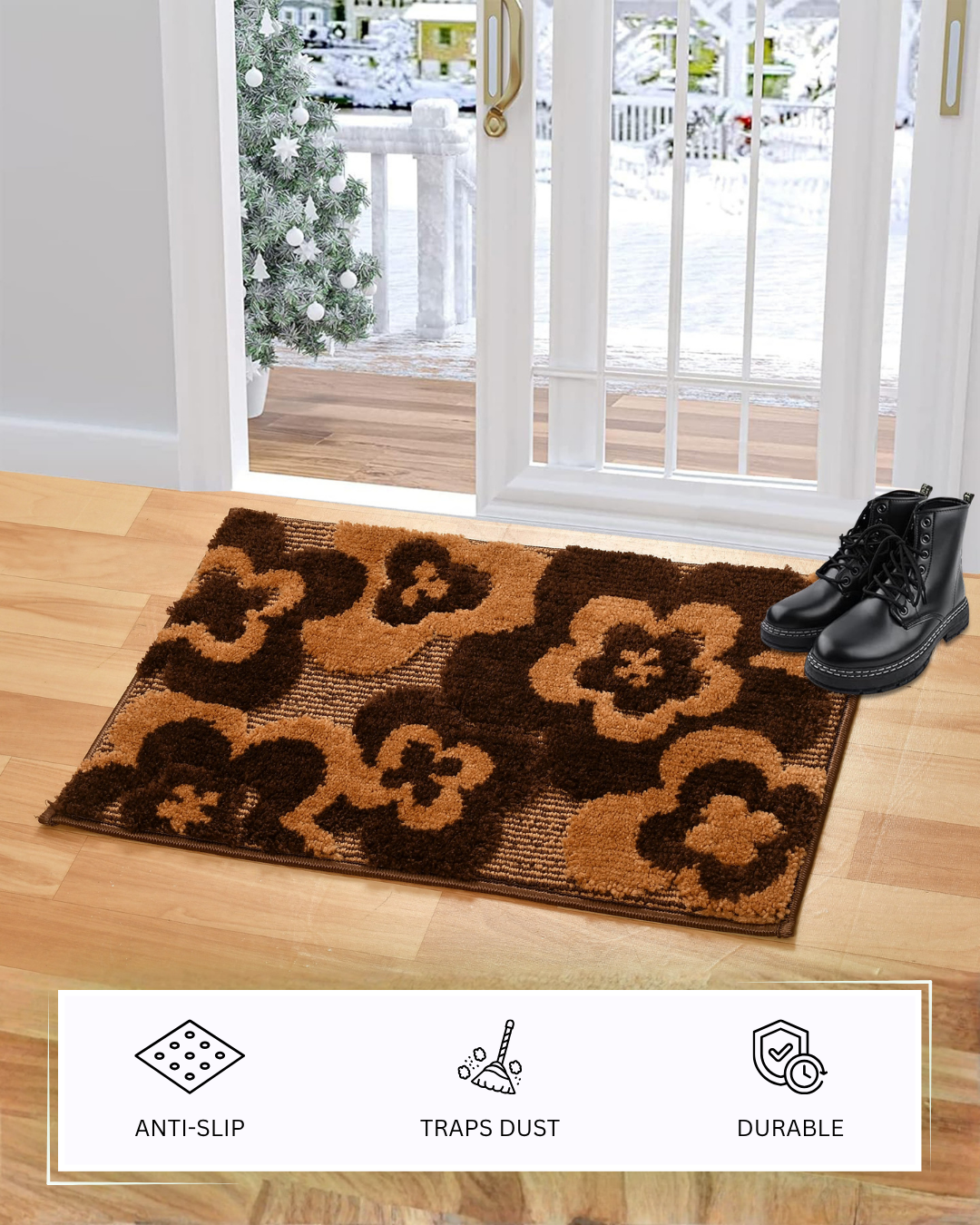 Furnofy Antiskid Lightweight Fluffy Doormats (Pack of 1, 40x60 CMs)