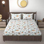 Furnofy 140 GSM Flat Double Bedsheet (90x100 inches) with 2 Pillow Covers (18x 27 inches) - Floral Multicolors