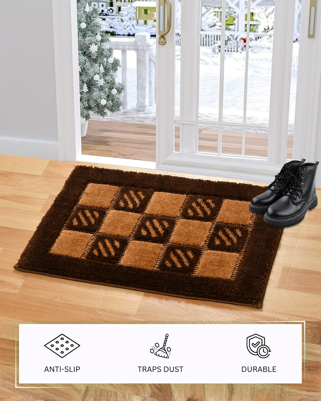 Furnofy Antiskid Lightweight Fluffy Doormats (Pack of 1, 40x60 CMs)