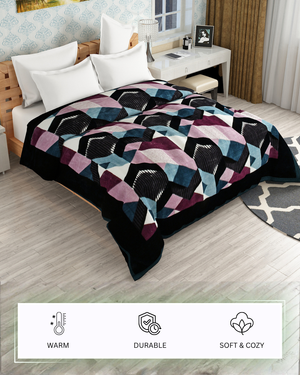 Furnofy Super Soft Blanket King Size (224x240 Cms) Light Weight - Premium Mink, Pack of 1, Multi Blocks