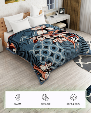 Furnofy Super Soft Blanket King Size (224x240 Cms) Light Weight - Premium Mink, Pack of 1, Blue & White