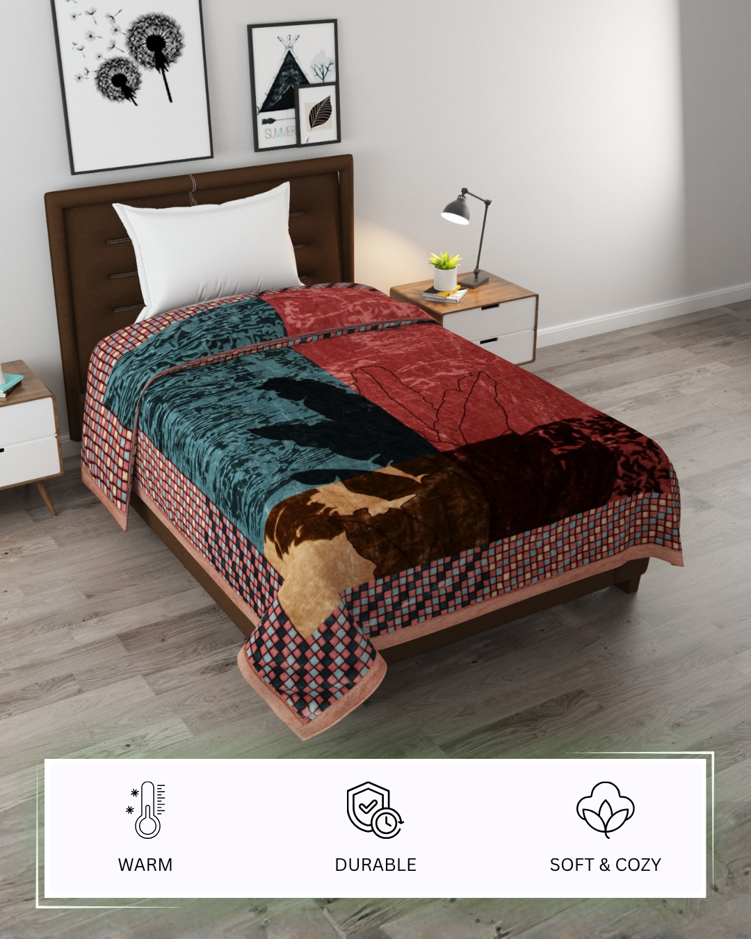 Furnofy Premium Blanket Single Size (160x215 Cms) Light Weight - Cloudy Mink, Pack of 1, Tropical Prints