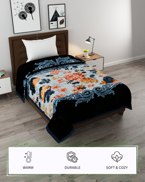 Furnofy Super Soft Blanket Single Size (165x228 Cms) Light Weight - Premium Mink, Pack of 1, Floral Multicolor