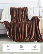 Furnofy Premium Soft Sherpa Warm Blankets (85x90 Inches) - Dark Coffee