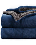 Furnofy Premium Soft Sherpa Warm Blankets (85x90 Inches) - Jade Blue