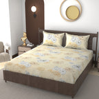 Furnofy 140 GSM Fitted  Double Bedsheet (78"x72" + 6" Pocket Size) with 2 Pillow Covers (18x27 inches)